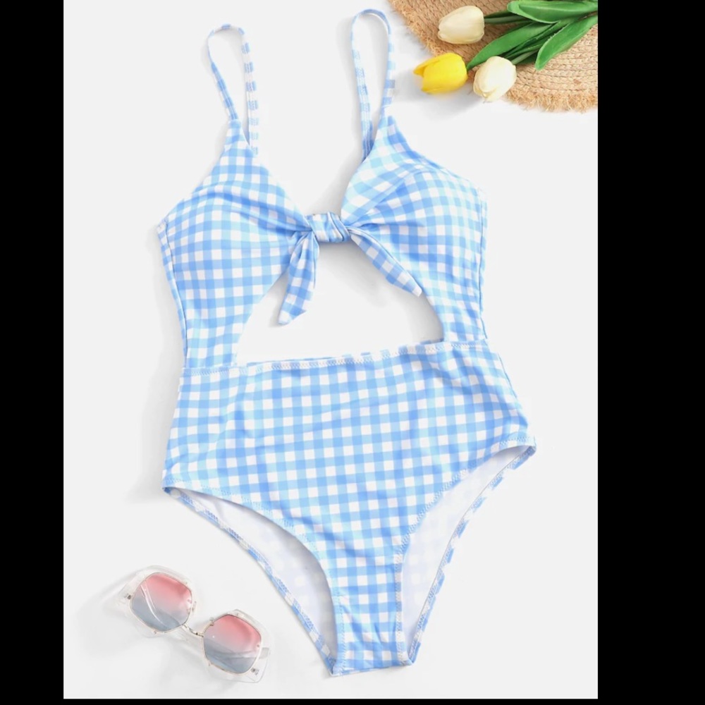 Baby Blue Gingham Swimsuit